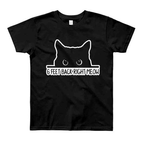 Black Cat 6 Feet Back Right Meow Funny Man's T-Shirt Tee
