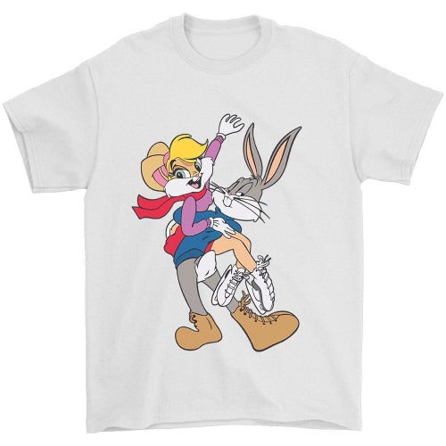 Bugs And Lola Bunny Rabbit Cartoon Movie Animal Funny Man's T-Shirt Tee