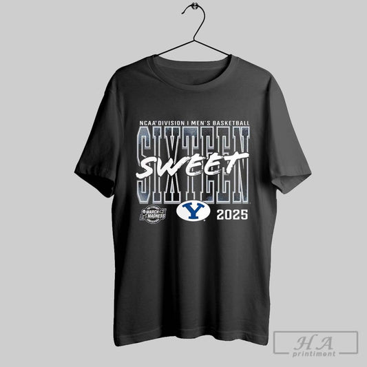 Byu Cougars 2025 Ncaa Division I Mens Basketball Tournament March Madness Sweet Sixteen Logos T Shirt