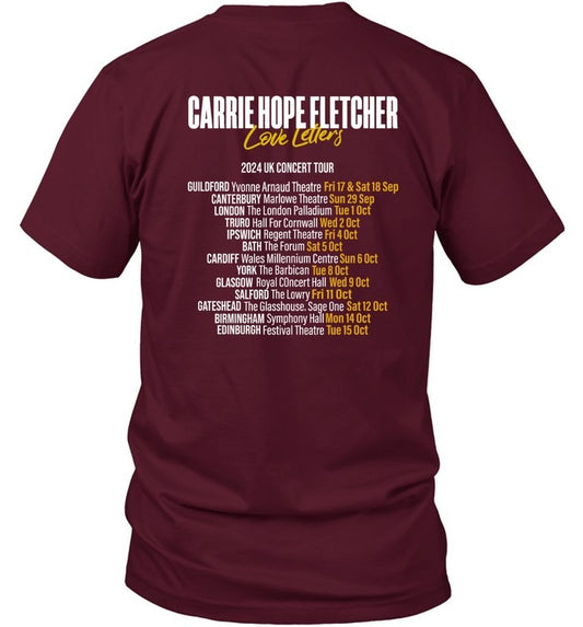 Carrie Hope Fletcher Love Letters 2024 UK Concert Tour T Shirt