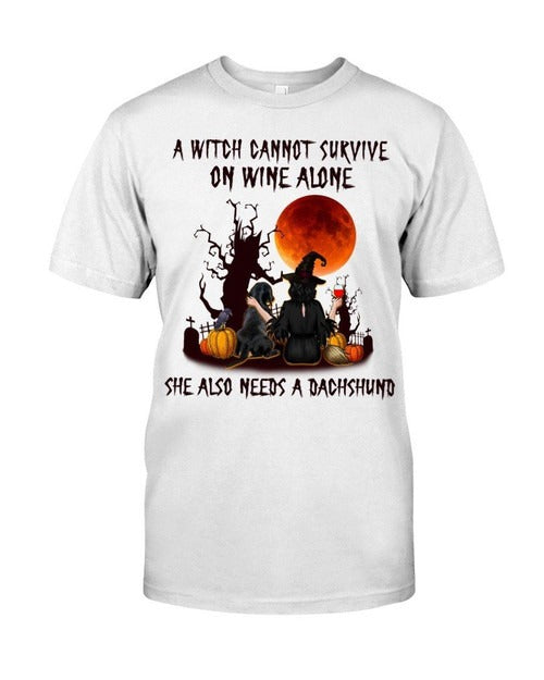 Dachshund With Witch Man's T-Shirt Tee