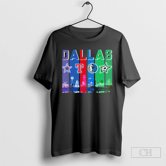 Dallas Retro Skyline Sports Teams Logo Shirt Sweatshirt Tee Shirt