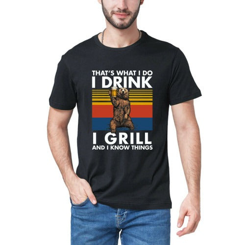 Drinking Bear That Is What Do Drink Grill Know Things Funny Man's T-Shirt Tee