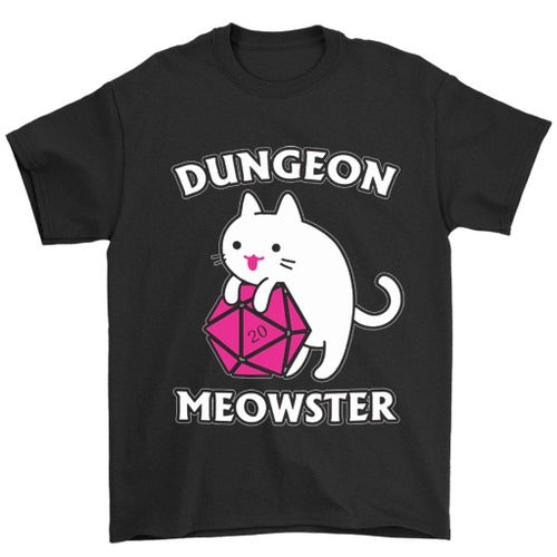 Dungeon Meowster Funny Nerdy Gamer Cat D20 Rpg Man's T-Shirt Tee