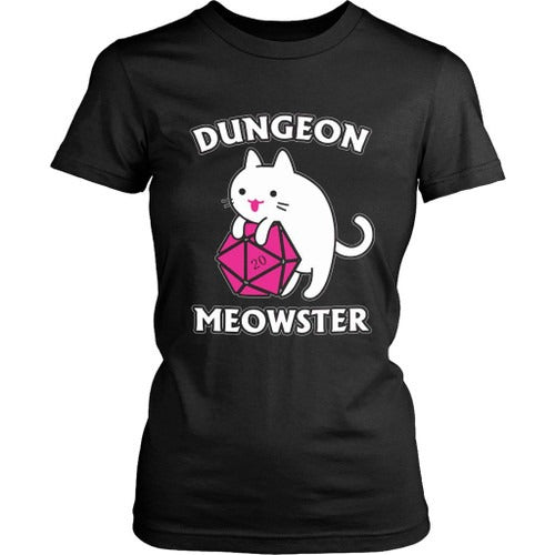 Dungeon Meowster Funny Nerdy Gamer Cat D20 Rpg Women's T-Shirt Tee