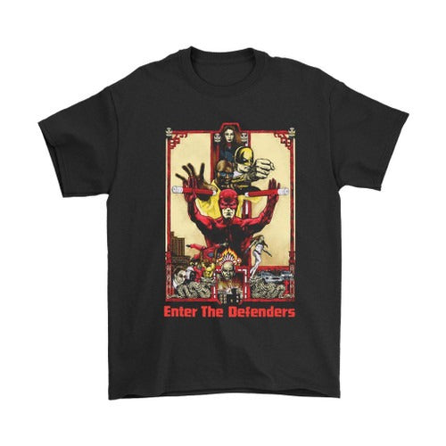 Enter The Defenders Bruce Lee Poster Funny Man's T-Shirt Tee