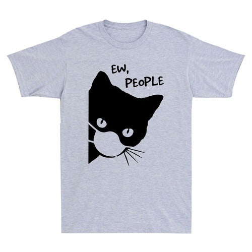 Ew People Black Cat Face Animal Cat Lover Man's T-Shirt Tee