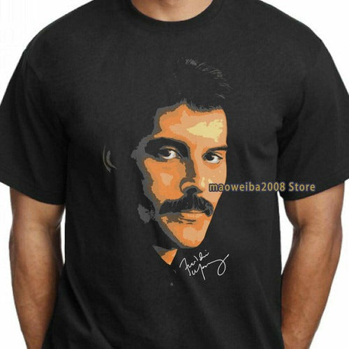 Freddie Mercury Face Portrait Singer Tee Vtg Rock Music Man's T-Shirt Tee