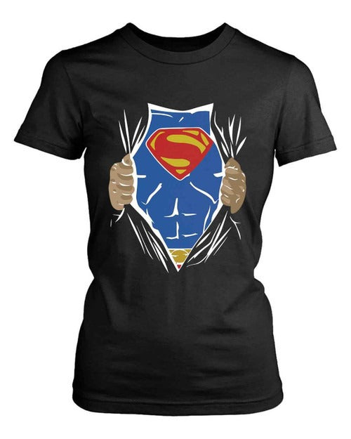 Funny 3D Comic Superman Women's T-Shirt Tee