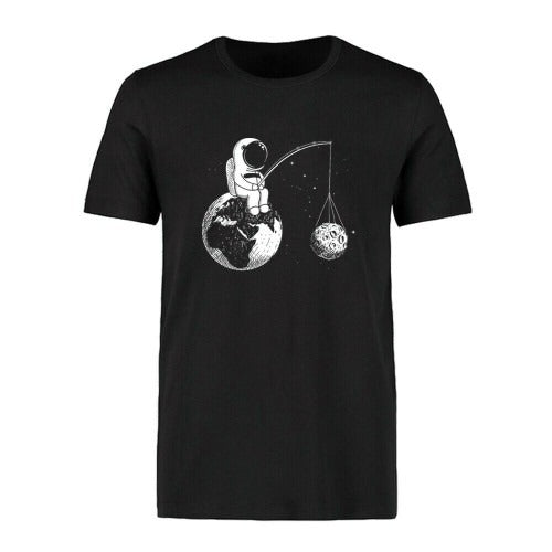 Funny Astronaut Fishing Earth Man's T-Shirt Tee
