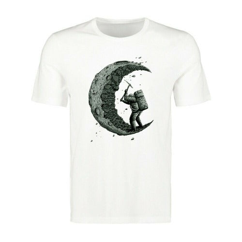 Funny Digging The Moon Printed Man's T-Shirt Tee