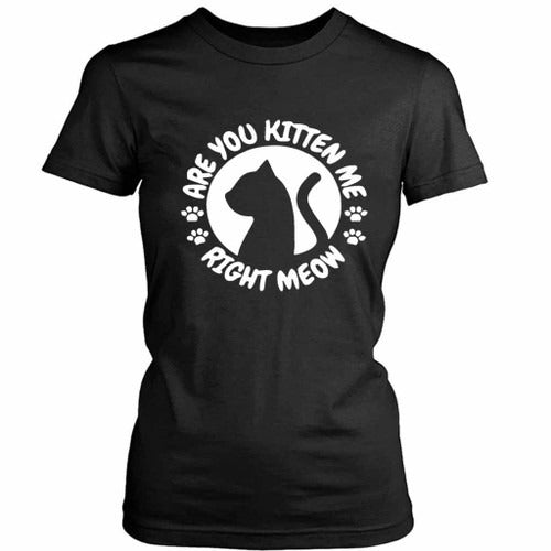 Funny Gift Cat Lovers Are You Kitten Me Right Meow Women's T-Shirt Tee
