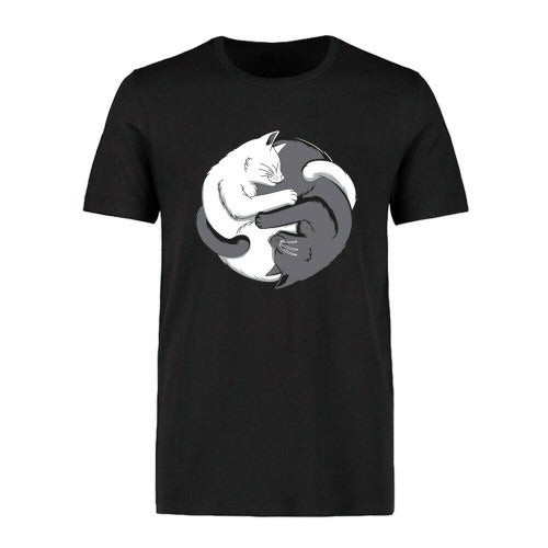 Funny Hugging Cat Printed Man's T-Shirt Tee