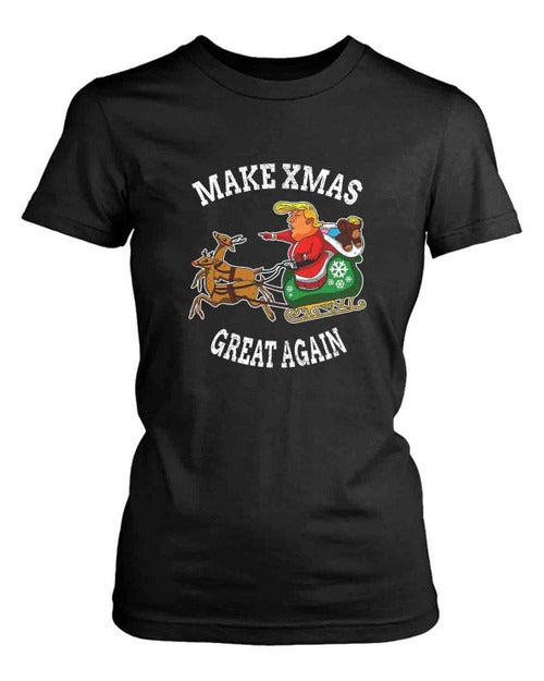 Funny Trump Sleigh Make Xmas Great Again Women's T-Shirt Tee