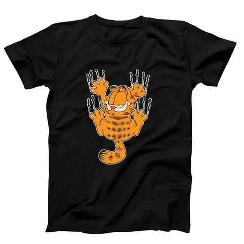 Garfield The Cat Scratch Wall Cartoon Funny Man's T-Shirt Tee
