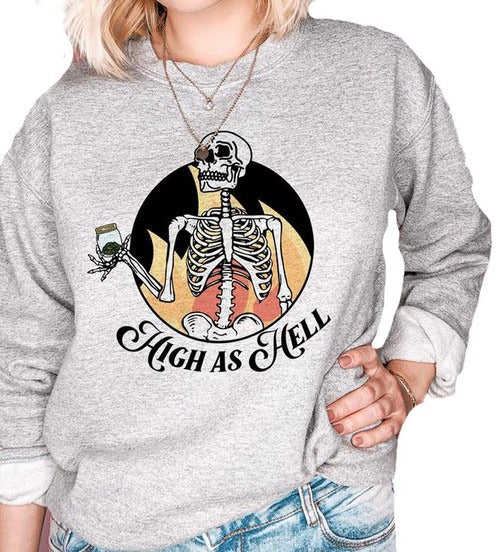 High As Hell Funny Weedstoner Skeleton Cannabis Retro Weed Cute Stoner 420 Man's T-Shirt Tee