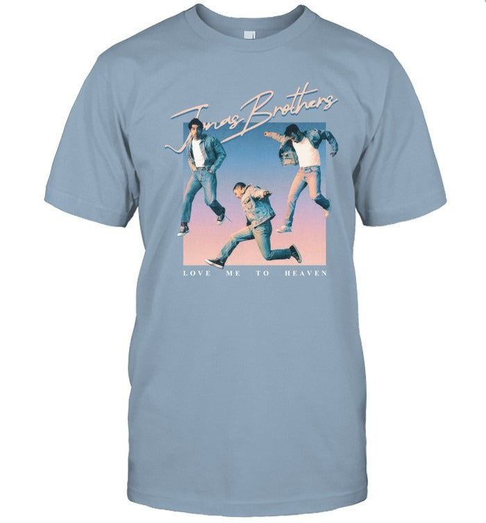 Jonas Brothers Love Me To Heaven Blue Retro T-Shirt