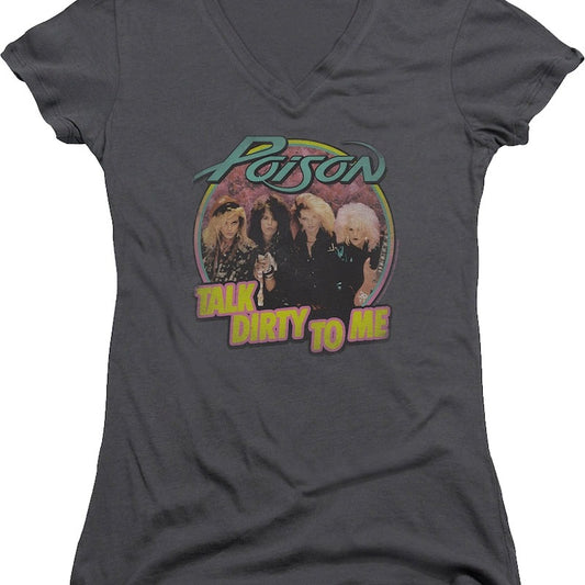Ladies Retro Talk Dirty To Me Poison V-Neck Shirt