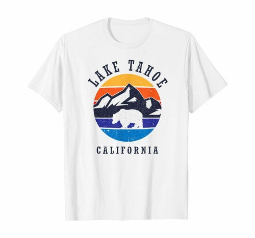Lake Tahoe Graphic White Funny Man's T-Shirt Tee