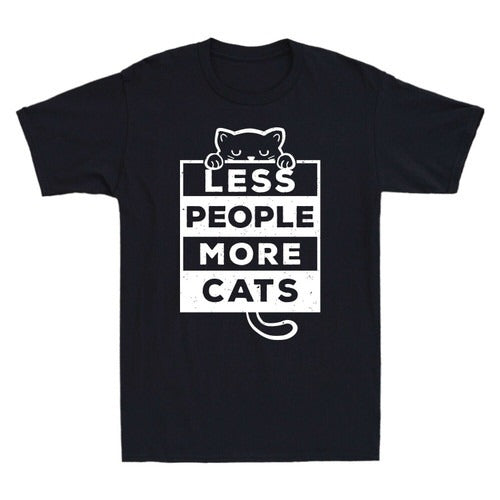Less People More Cats Funny Social Distancing Animals Man's T-Shirt Tee