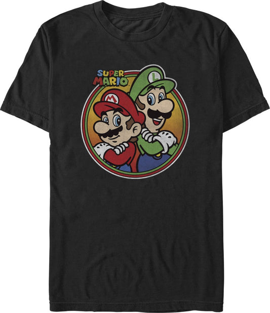Mario & Luigi Retro Circle Super Mario Bros. T-Shirt