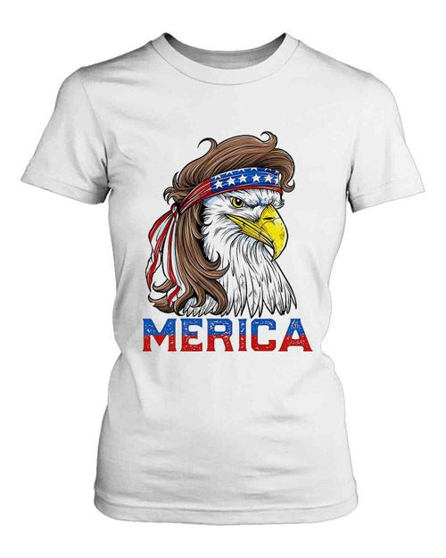 Merica Eagle Mullet American Flag Women's T-Shirt Tee