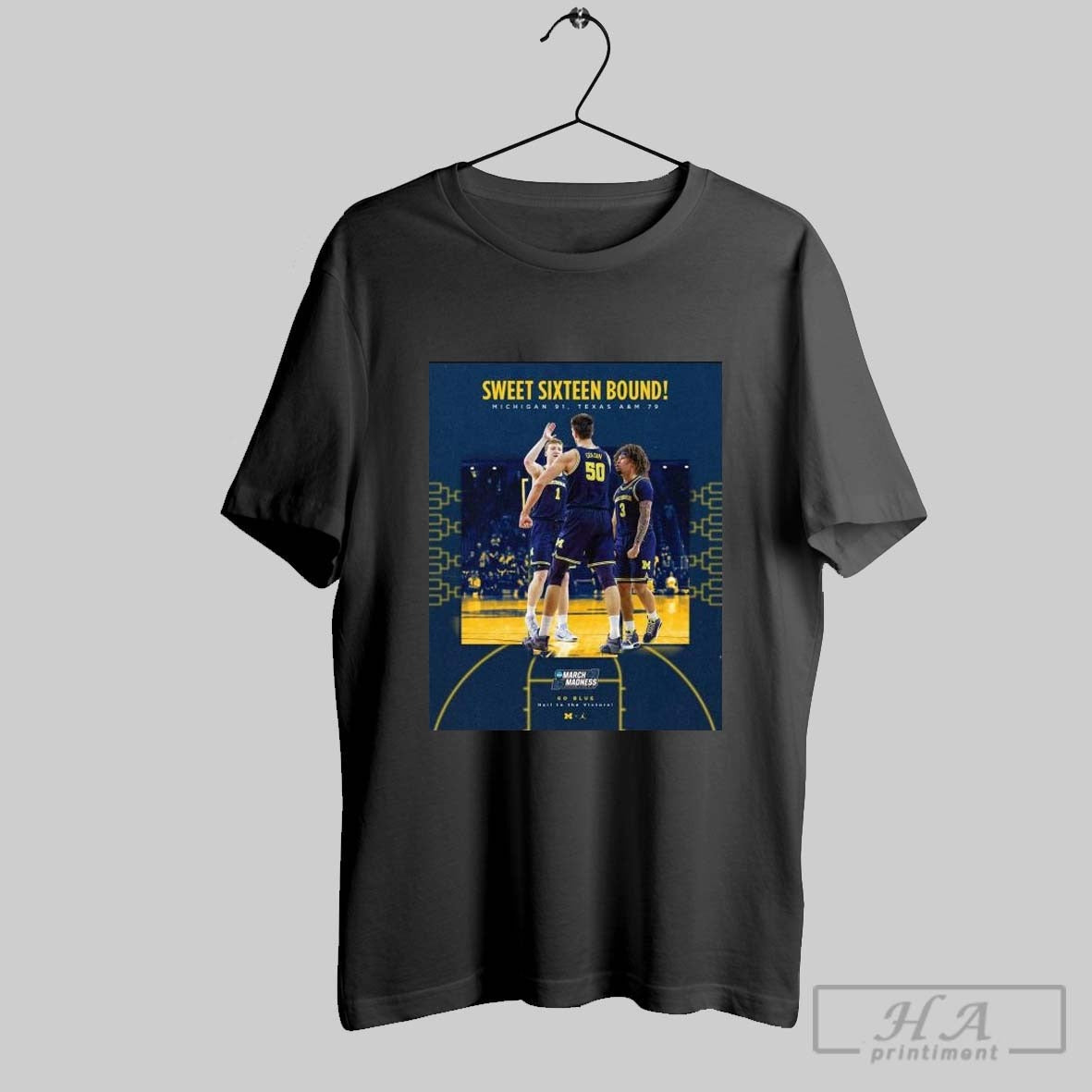 Michigan Wolverines Mens Basketball Win 97 79 Texas Am Final Score Ncaa March Madness 2025 T Shirt