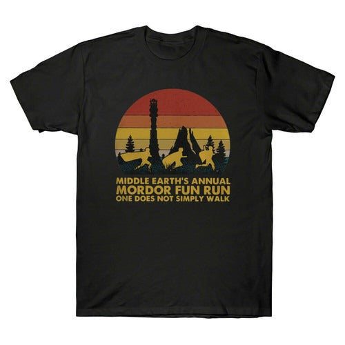 Middle Earths Asnnual Mordor Fun Run Lord Of The Ring Retro Man's T-Shirt Tee