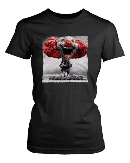 Mushroom Cloud Clown Bomb Funny Psychedelic Psycho Women's T-Shirt Tee