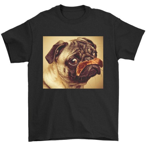 Mustache Dog Pug Funny Animal Man's T-Shirt Tee
