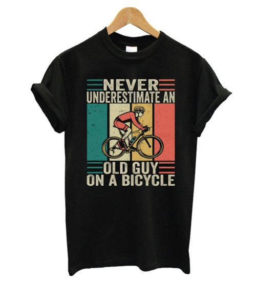 Never Underestimate An Old Guy On A Bicycle Man's T-Shirt Tee