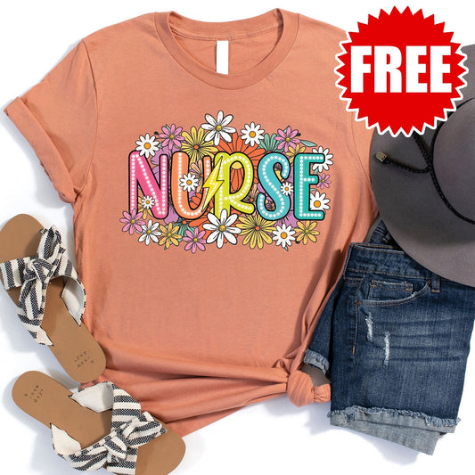 Nurse Retro Tee - Heather Terracotta - FREE