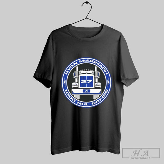 Official Tampa Bay Lightning 27 Ryan Mcdonagh 1000 Games Performance T Shirt