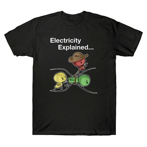 Ohm Volt Amp Electricity Explained Funny Electrician Nerd Man's T-Shirt Tee