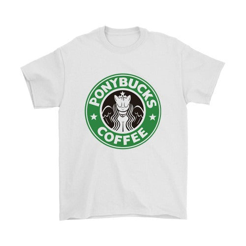 Ponybucks Coffee Funny Logo Man's T-Shirt Tee
