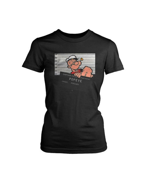 Popeye The Sailor Cartoon Character Mugshot Funny Women's T-Shirt Tee