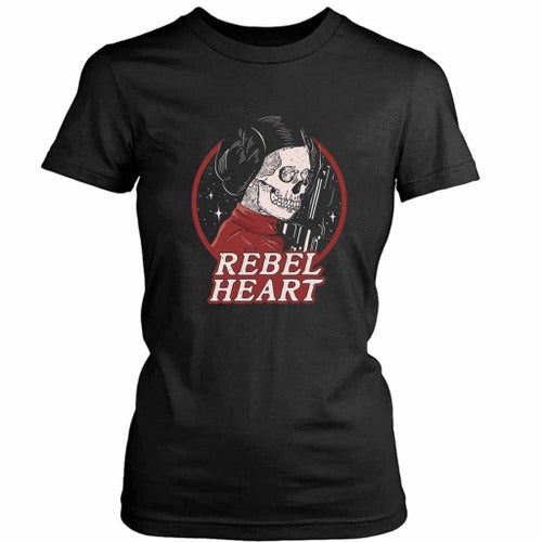 Rebel Princess Leia Skull Heart Women's T-Shirt Tee