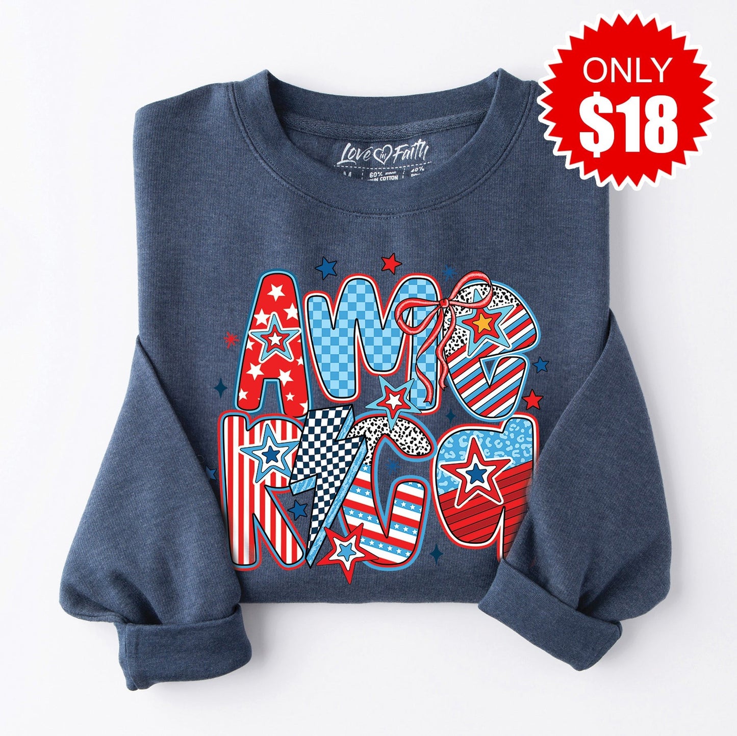 Retro America 2 Sweatshirt - Heather Navy - 18