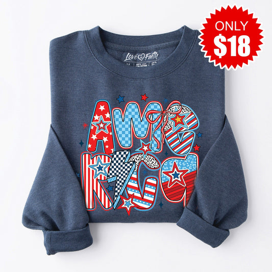 Retro America 2 Sweatshirt - Heather Navy - 18