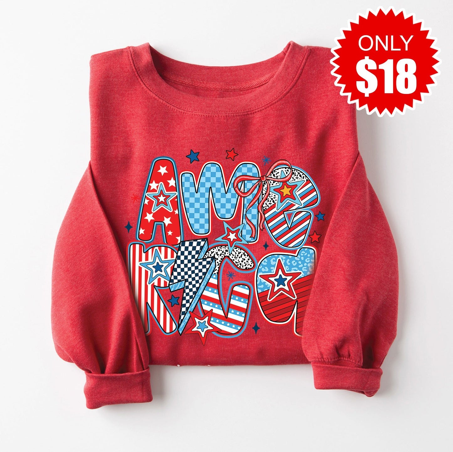 Retro America 2 Sweatshirt - Heather Scarlet - 18