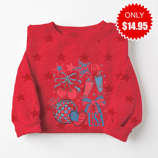 Retro America Sweatshirt - Red Star Print - 14.95