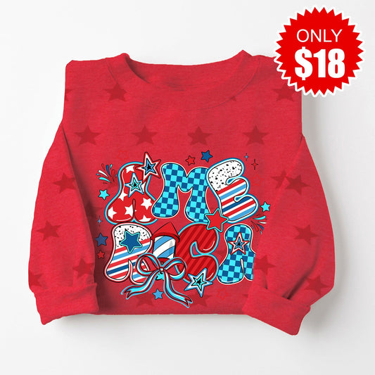 Retro America Sweatshirt - Red Star Print - 18