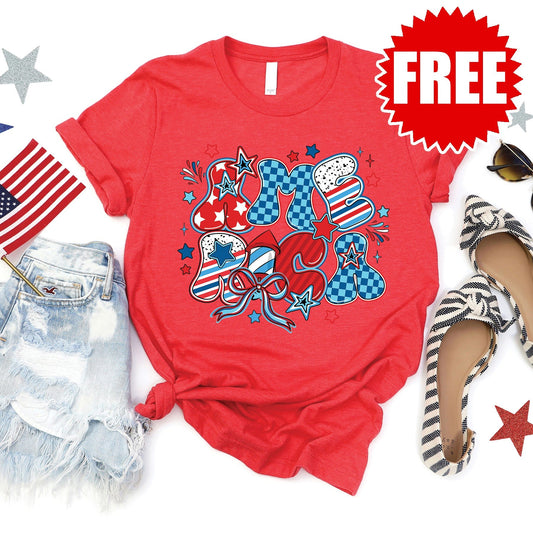 Retro America Tee - Heather Red - FREE