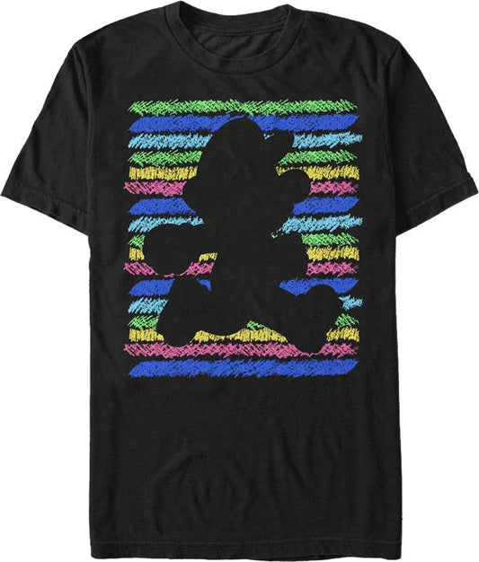 Retro Crayon Stripes Silhouette Super Mario Bros. T-Shirt