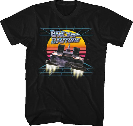 Retro DeLorean And Sunset Back To The Future T-Shirt