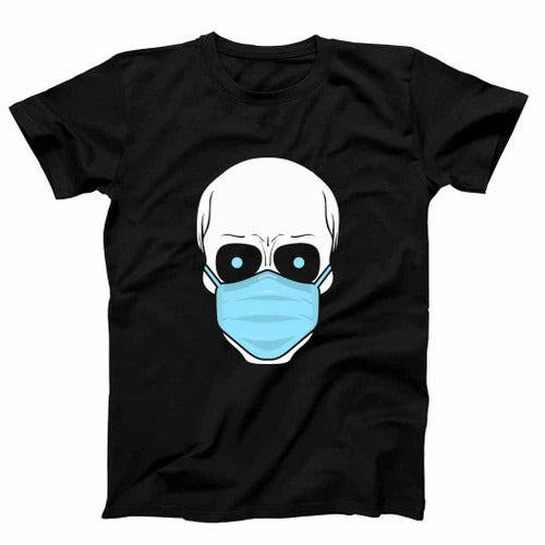 Skull With Face Mask Funny Hilarious Halloween Costume Man's T-Shirt Tee
