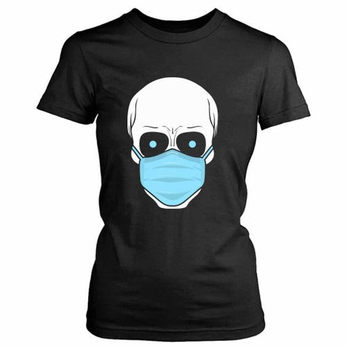 Skull With Face Mask Funny Hilarious Halloween Costume Women's T-Shirt Tee