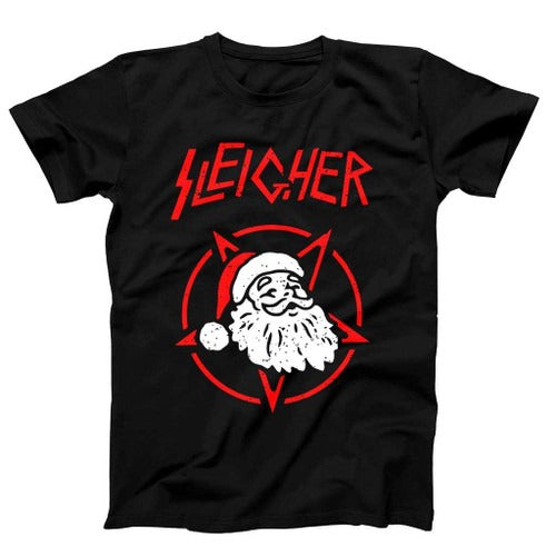 Sleigher Metal Christmas Santa Funny Man's T-Shirt Tee