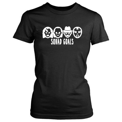 Squad Goals Chucky Michael Myers Freddie Jason Halloween Women's T-Shirt Tee