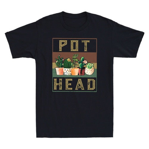 Succulent Pot Head Retro Gardening Flowers Sunset Man's T-Shirt Tee
